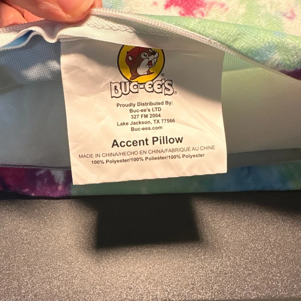 Buc-ees Accent Pillow Unisex 18x18 Multi Tie‎ Dye Excellent Mascot Logo Cushion